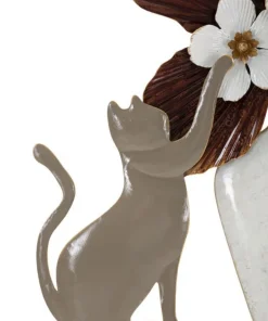 Décoration murale chat en métal 3D multicolore