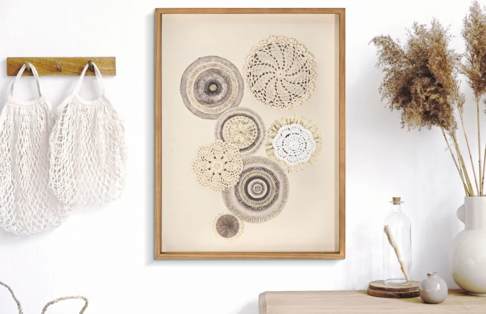 Décoration murale Circlly en bois motifs géométriques tons chauds