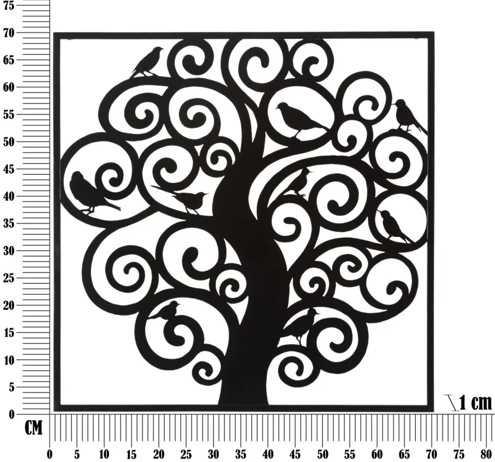 Décoration murale 3D Arbre Fer Noir silhouettes oiseaux