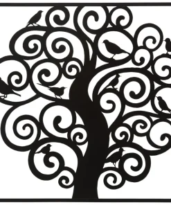 Décoration murale 3D Arbre Fer Noir silhouettes oiseaux