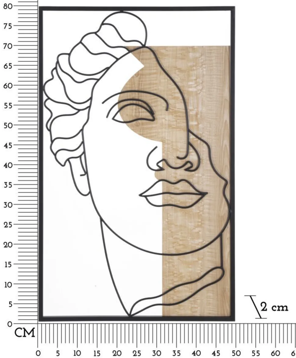 Décoration murale 3D David métal et bois M.D.F multicolore