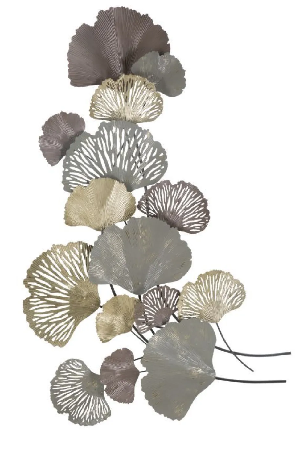Décoration murale 3D en métal feuilles multicolores