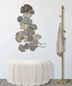 Décoration murale 3D en métal feuilles multicolores