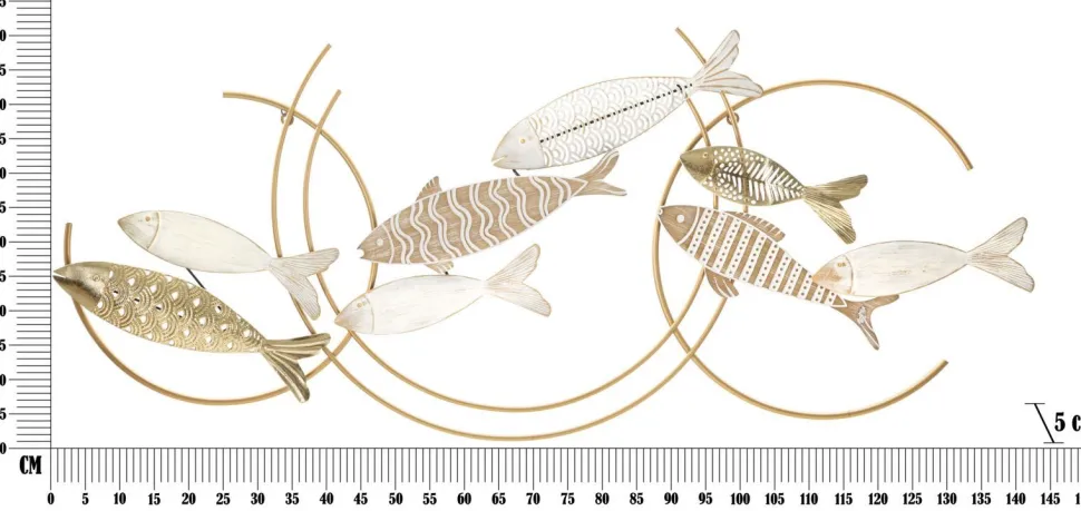 Décoration murale 3D Poissons Métal et MDF Multicolore