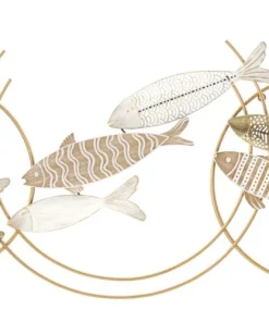 Décoration murale 3D Poissons Métal et MDF Multicolore