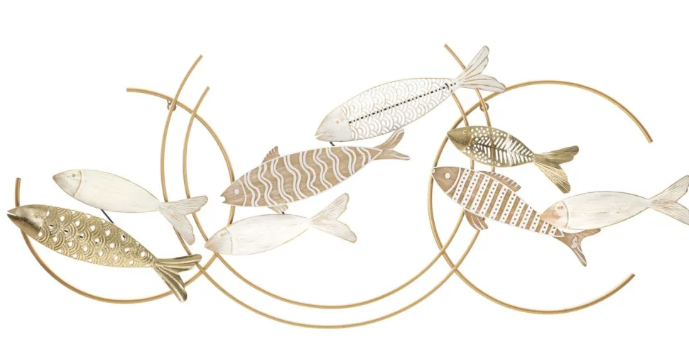 Décoration murale 3D Poissons Métal et MDF Multicolore