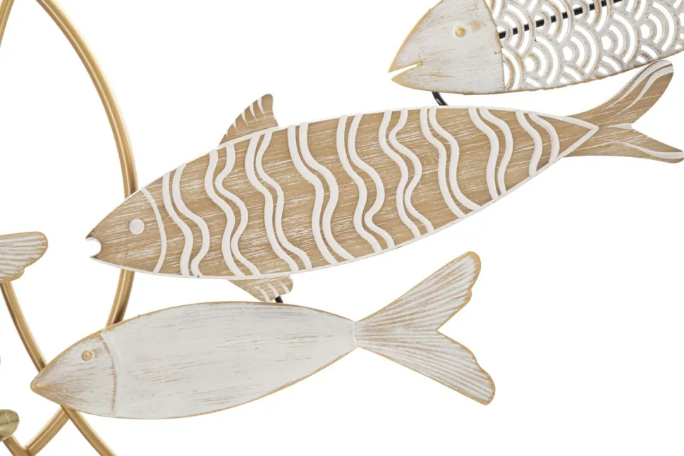 Décoration murale 3D Poissons Métal et MDF Multicolore