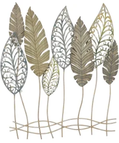 Décoration murale feuilles métal et MDF dorées et argentées