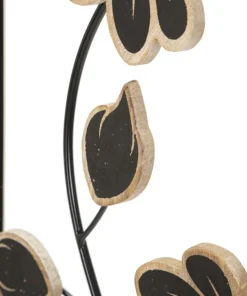 Décoration murale fleurs Girish Métal Noir et Bois Marron