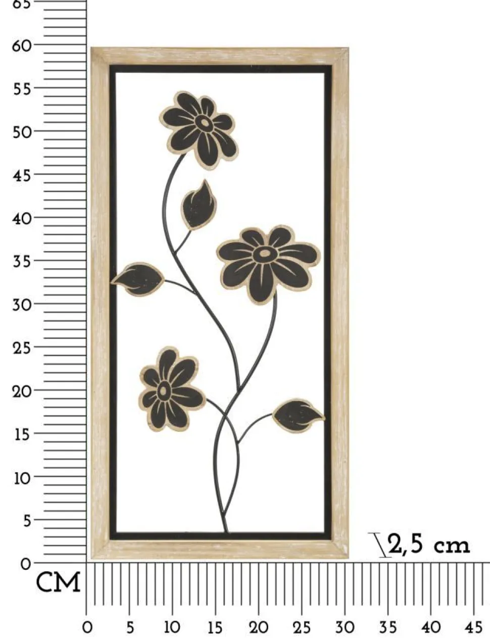 Décoration murale fleurs Girish Métal Noir et Bois Marron