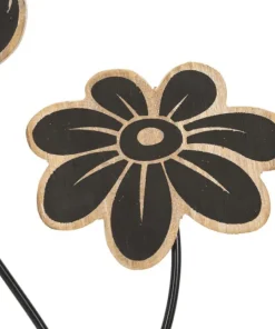 Décoration murale fleurs Girish Métal Noir et Bois Marron