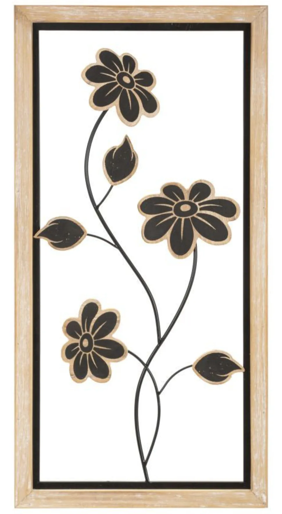 Décoration murale fleurs Girish Métal Noir et Bois Marron