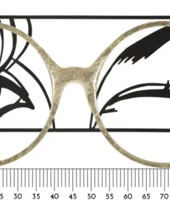 Décoration murale métal noir visage lunettes métal doré