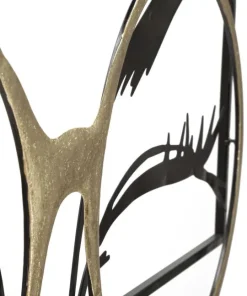 Décoration murale métal noir visage lunettes métal doré