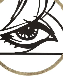 Décoration murale métal noir visage lunettes métal doré