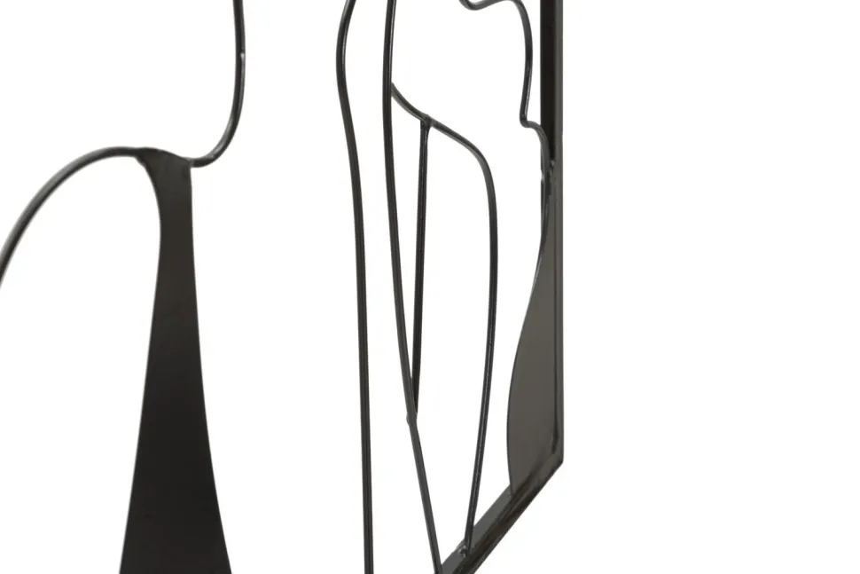 Décoration murale panneau 3D silhouette féminine fer Noir cadre Rectangulaire