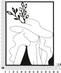 Décoration murale panneau 3D silhouette féminine fer Noir cadre Rectangulaire