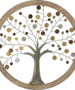 Décoration murale ronde Albero della Vita Bois et Fer