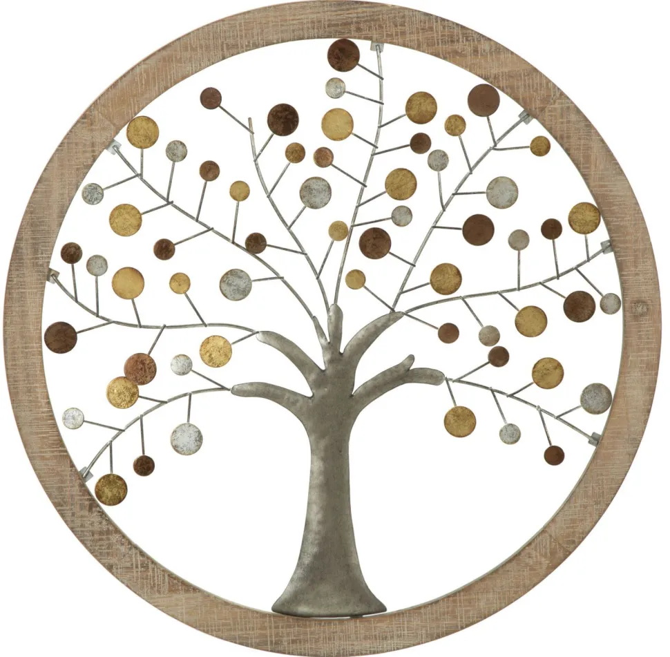 Décoration murale ronde Albero della Vita Bois et Fer