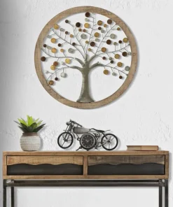 Décoration murale ronde Albero della Vita Bois et Fer
