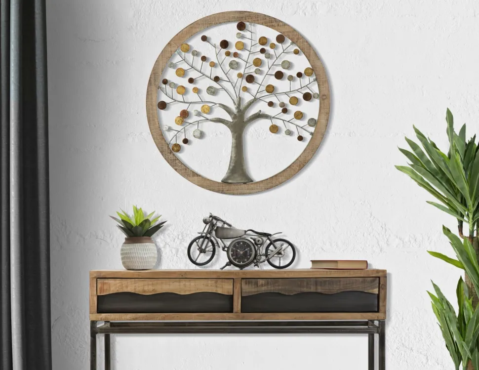 Décoration murale ronde Albero della Vita Bois et Fer