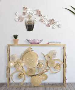 Décoration murale Vase 3D en Fer multicolore avec fleurs