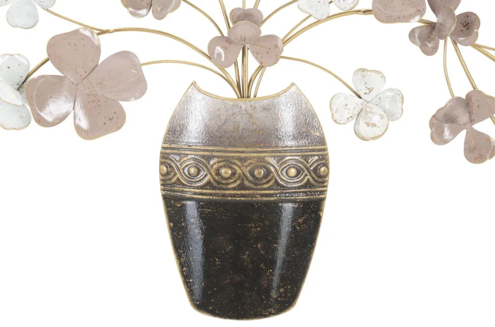 Décoration murale Vase 3D en Fer multicolore avec fleurs