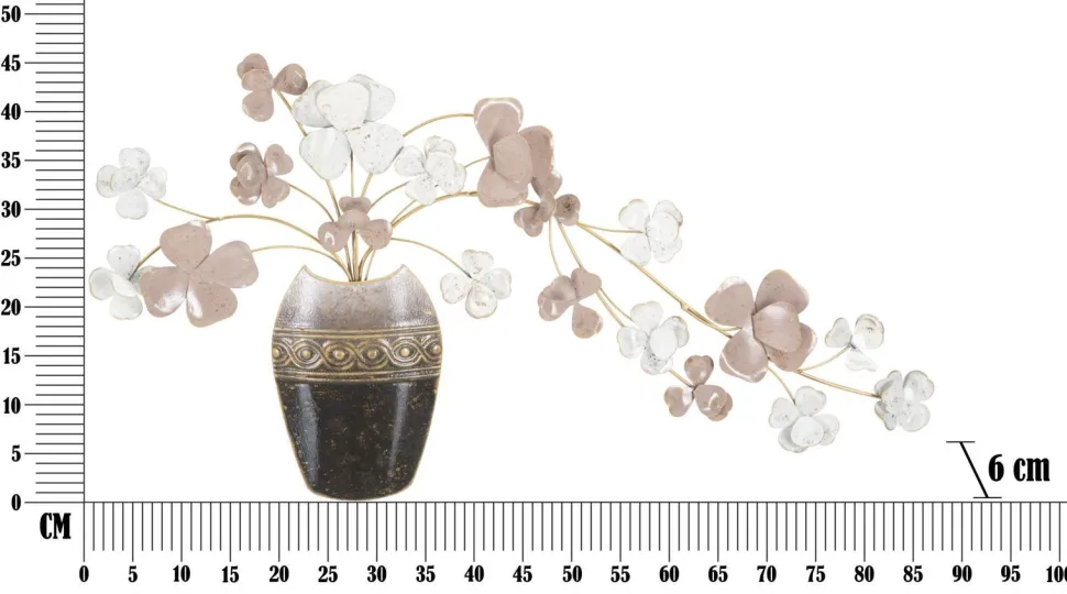 Décoration murale Vase 3D en Fer multicolore avec fleurs