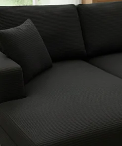 Duo de méridiennes Fabien combinables en canapé profond Velours côtelé Noir