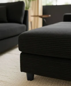 Duo de méridiennes Fabien combinables en canapé profond Velours côtelé Noir