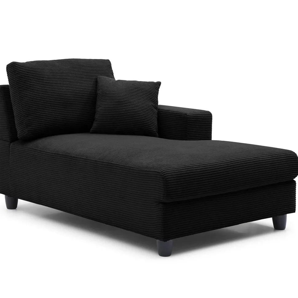 Duo de méridiennes Fabien combinables en canapé profond Velours côtelé Noir