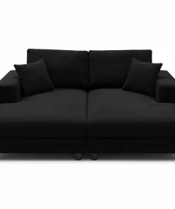 Duo de méridiennes Fabien combinables en canapé profond Velours côtelé Noir
