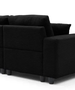 Duo de méridiennes Fabien combinables en canapé profond Velours côtelé Noir