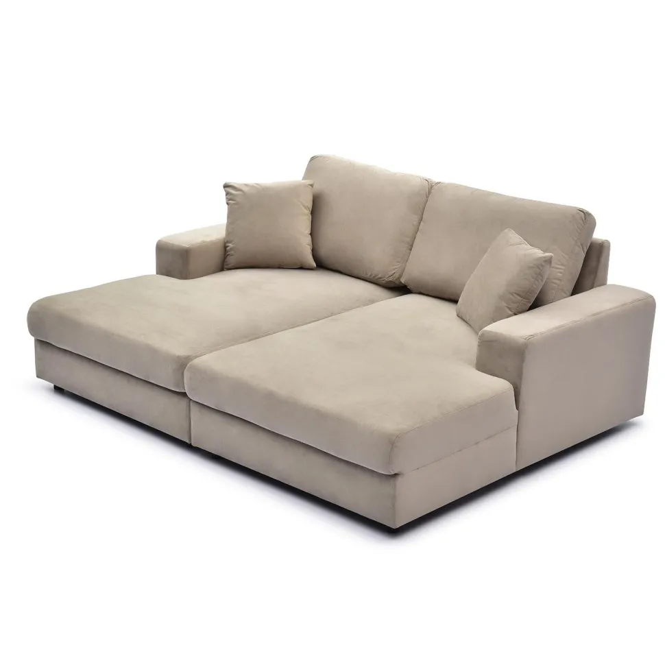 Duo de méridiennes Fabien combinables en canapé profond Velours Taupe