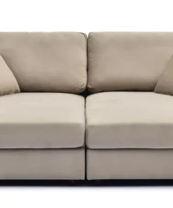 Duo de méridiennes Fabien combinables en canapé profond Velours Taupe