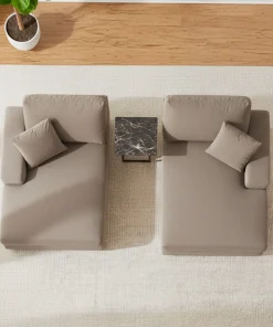 Duo de méridiennes Fabien combinables en canapé profond Velours Taupe