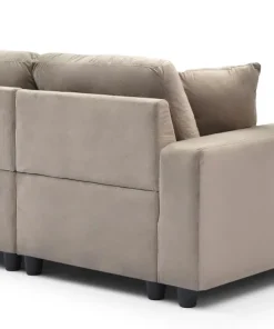 Duo de méridiennes Fabien combinables en canapé profond Velours Taupe