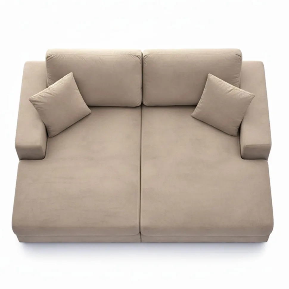 Duo de méridiennes Fabien combinables en canapé profond Velours Taupe