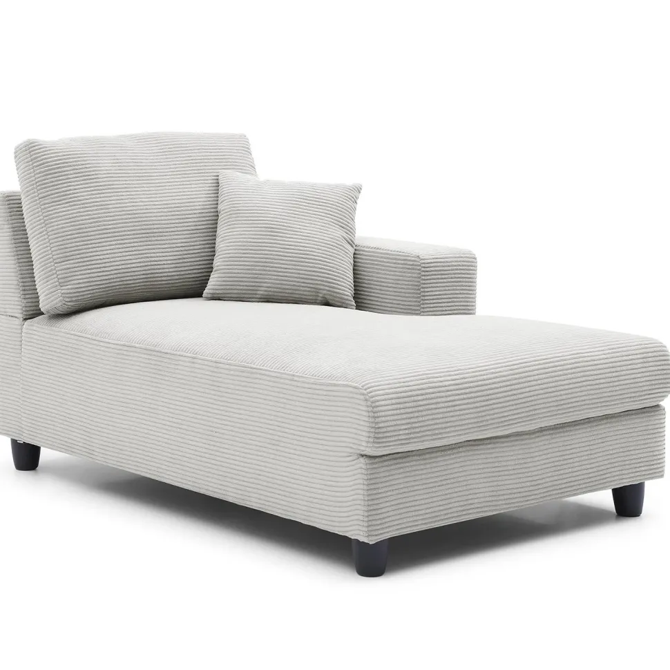 Duo de méridiennes Fabien combinables en canapé profond Velours côtelé Gris clair