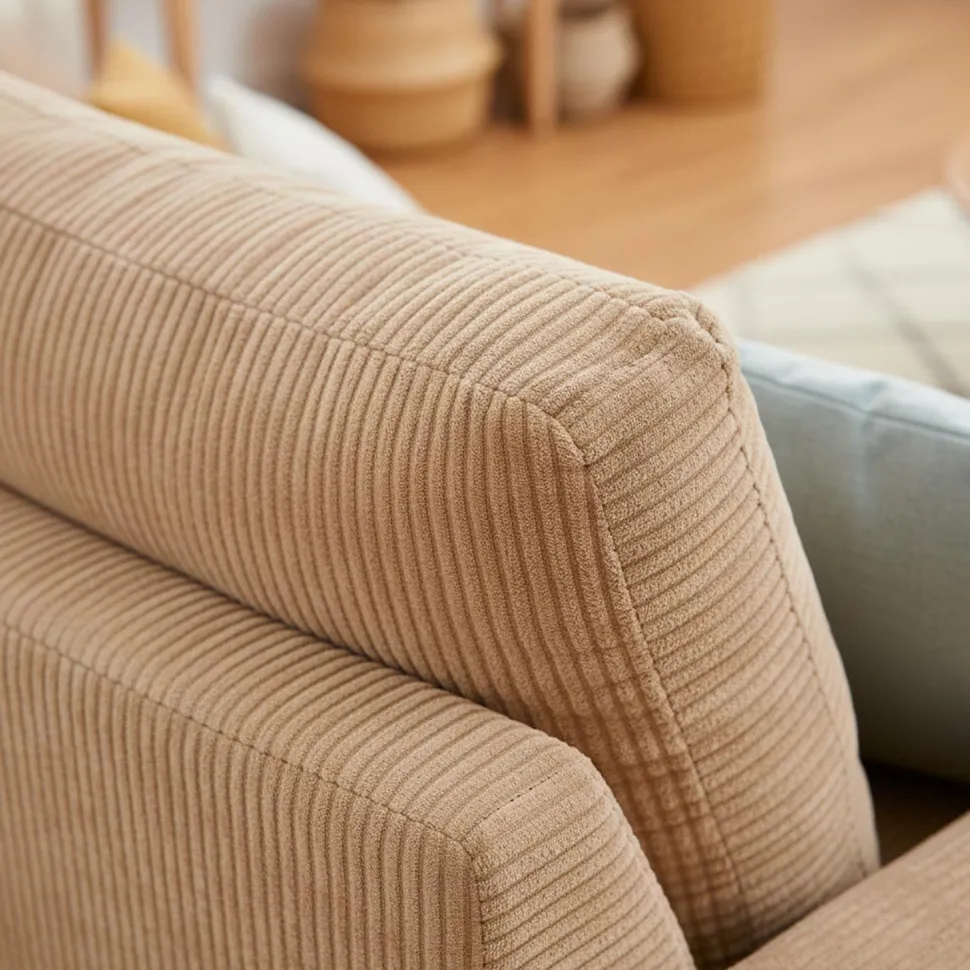 Duo de méridiennes Fabien combinables en canapé profond Velours côtelé Beige