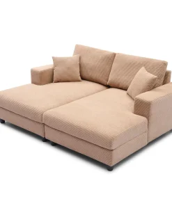 Duo de méridiennes Fabien combinables en canapé profond Velours côtelé Beige