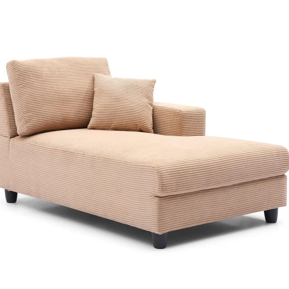 Duo de méridiennes Fabien combinables en canapé profond Velours côtelé Beige
