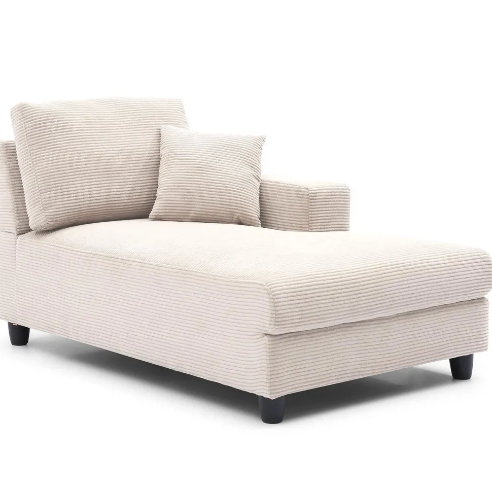 Duo de méridiennes Fabien combinables en canapé profond Velours côtelé Crème