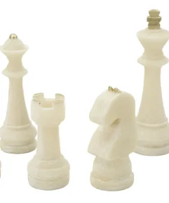 Ensemble d'échecs en polyrésine tons clairs et détails dorés
