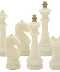 Ensemble d'échecs en polyrésine tons clairs et détails dorés