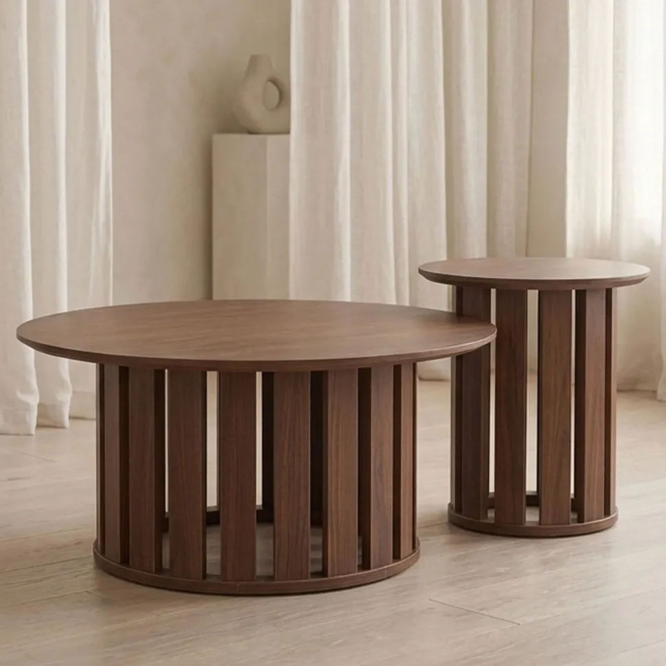 Ensemble de 2 tables basses Annabel Bois Noisette