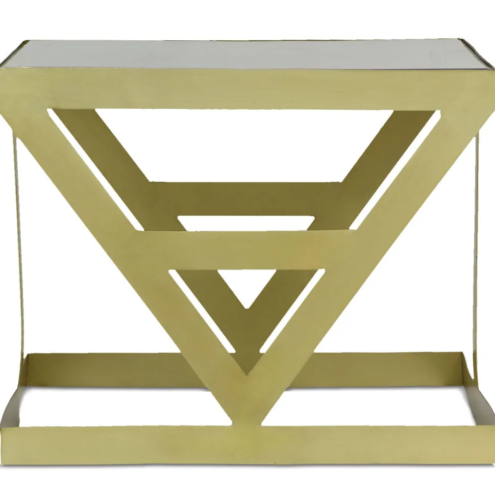 Ensemble de 3 tables d'appoint Amstra en Verre fumé et Métal Or