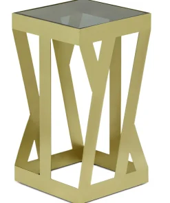 Ensemble de 3 tables d'appoint Zendaya en Verre fumé et Métal Or