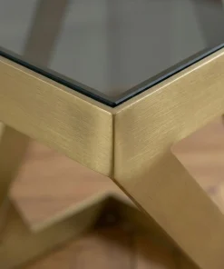 Ensemble de 3 tables d'appoint Zendaya en Verre fumé et Métal Or
