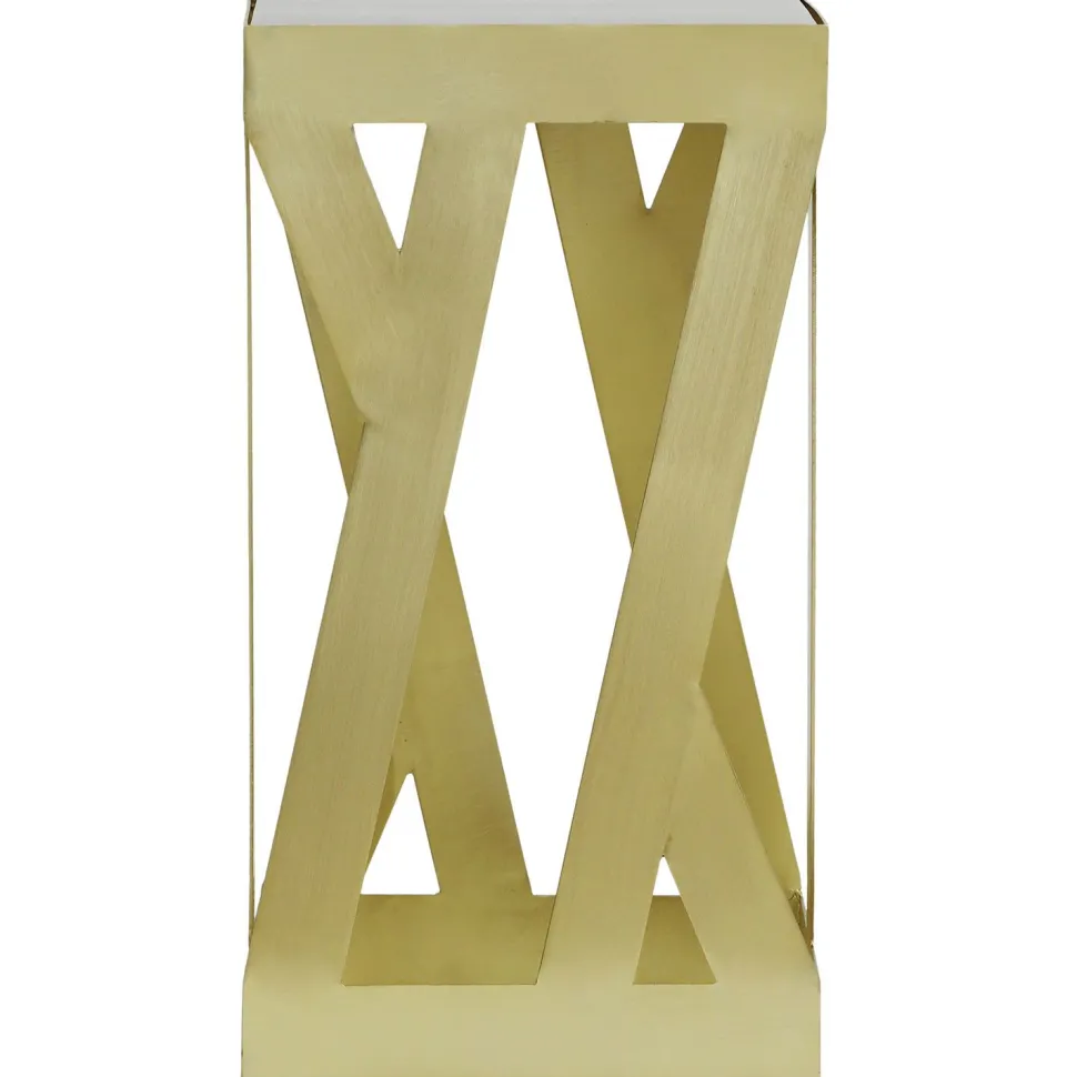 Ensemble de 3 tables d'appoint Zendaya en Verre fumé et Métal Or